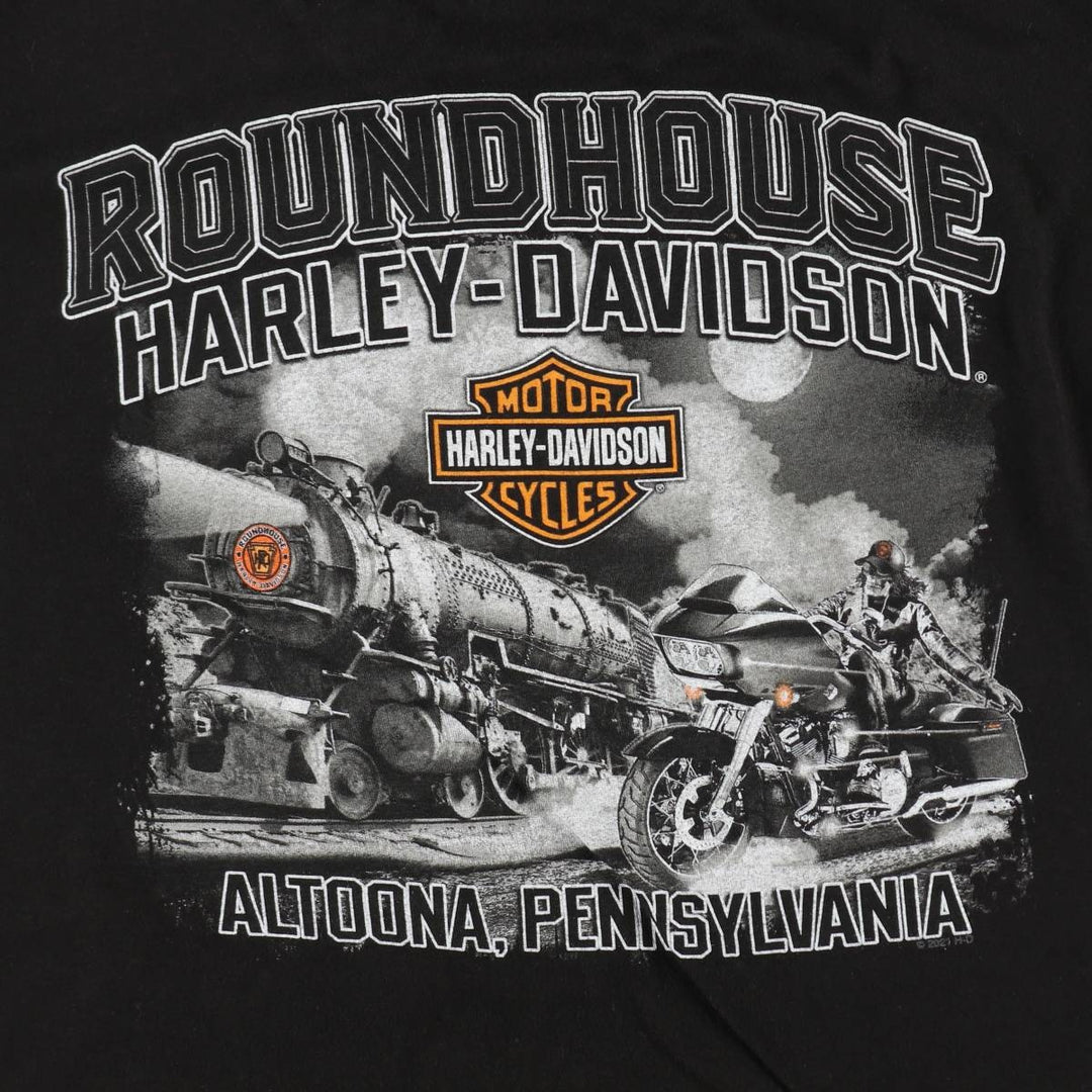 Harley-Davidson Skull Pattern Motorcycle Bike T-shirt Men's M size unclear black type Vintage Second Hand