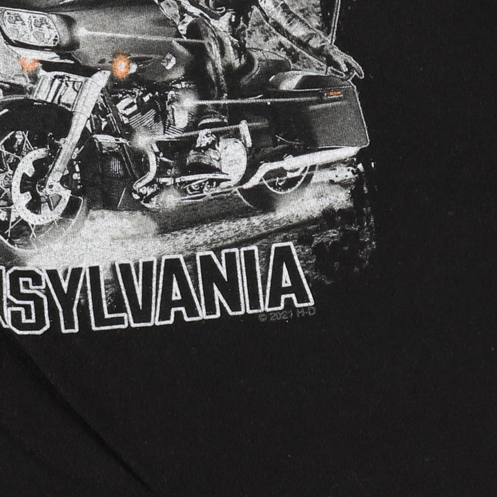 Harley-Davidson Skull Pattern Motorcycle Bike T-shirt Men's M size unclear black type Vintage Second Hand
