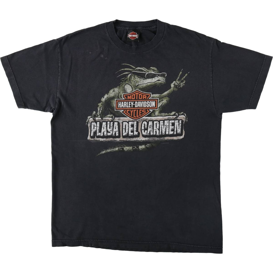 Harley-Davidson Iguana Pattern Motorcycle T-Shirt, Men's Size M (approx.) unclear black type Vintage Second Hand
