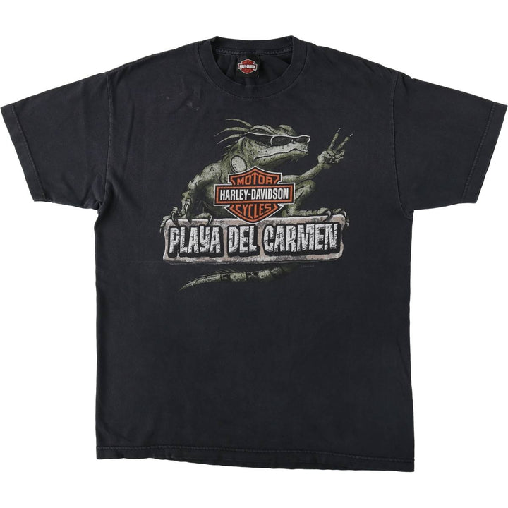 Harley-Davidson Iguana Pattern Motorcycle T-Shirt, Men's Size M (approx.) unclear black type Vintage Second Hand