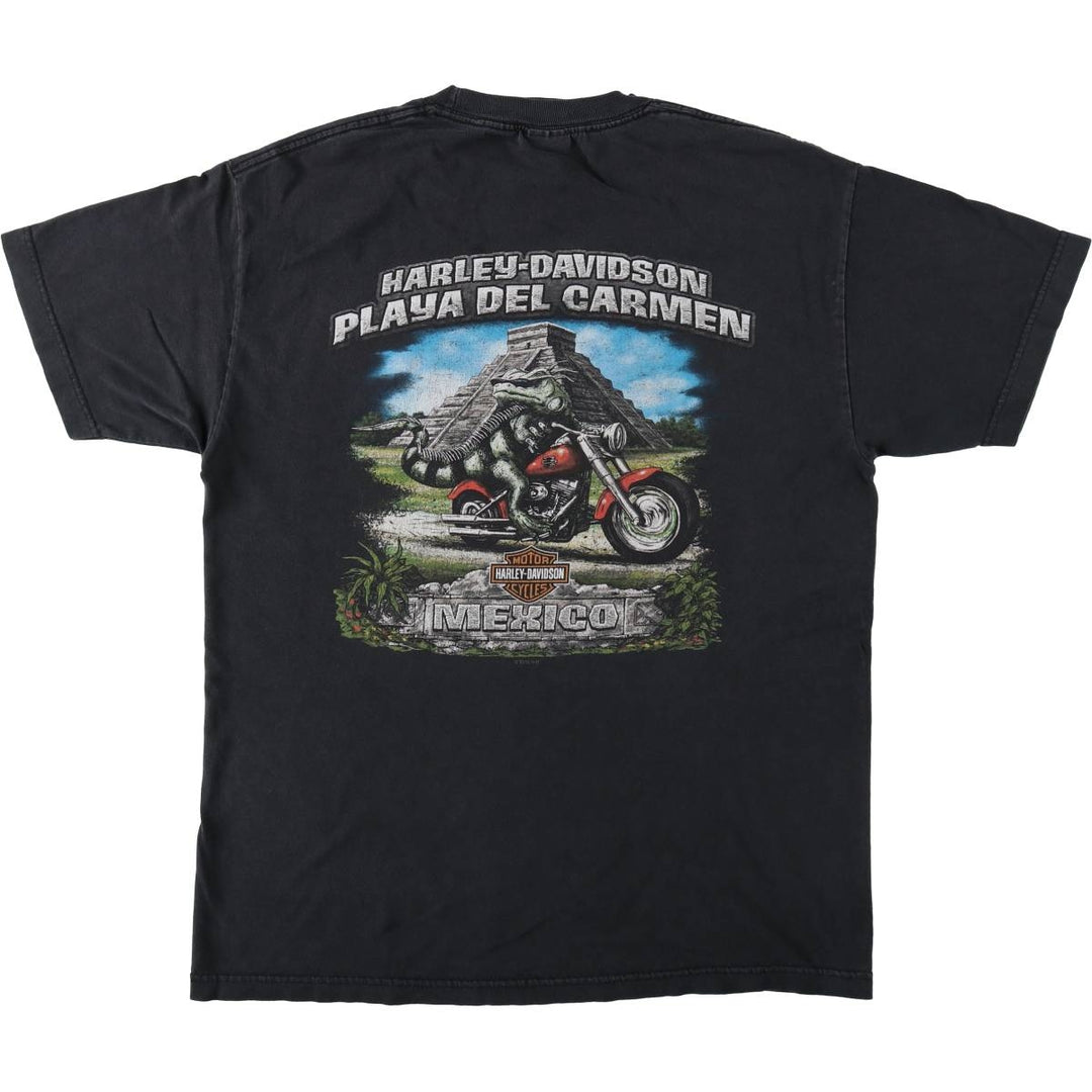 Harley-Davidson Iguana Pattern Motorcycle T-Shirt, Men's Size M (approx.) unclear black type Vintage Second Hand
