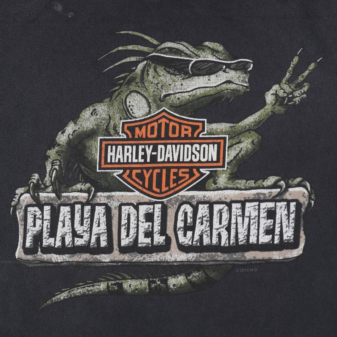 Harley-Davidson Iguana Pattern Motorcycle T-Shirt, Men's Size M (approx.) unclear black type Vintage Second Hand