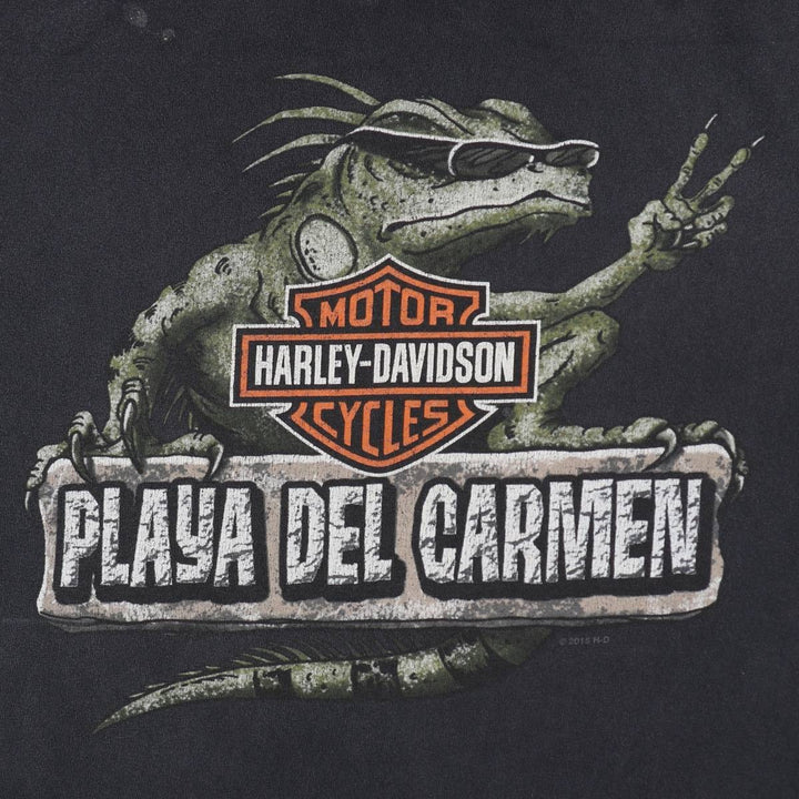 Harley-Davidson Iguana Pattern Motorcycle T-Shirt, Men's Size M (approx.) unclear black type Vintage Second Hand