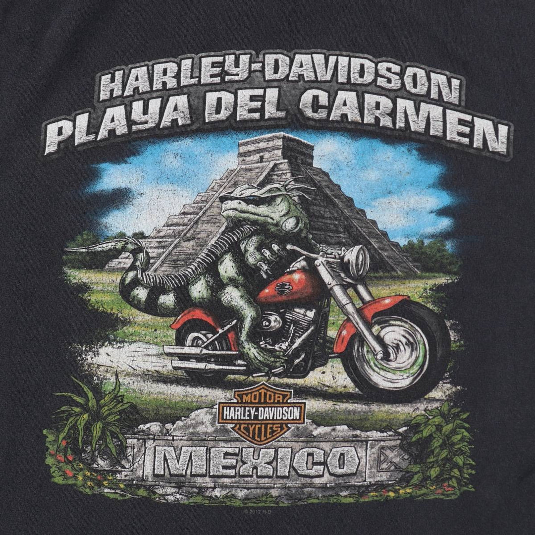Harley-Davidson Iguana Pattern Motorcycle T-Shirt, Men's Size M (approx.) unclear black type Vintage Second Hand