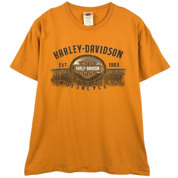 Harley-Davidson Motorcycle Bike T-shirt, Men's XL size cotton orange type Vintage Second Hand