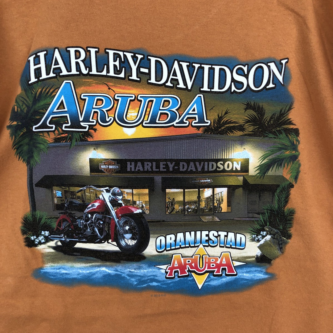 Harley-Davidson Motorcycle Bike T-shirt, Men's XL size cotton orange type Vintage Second Hand
