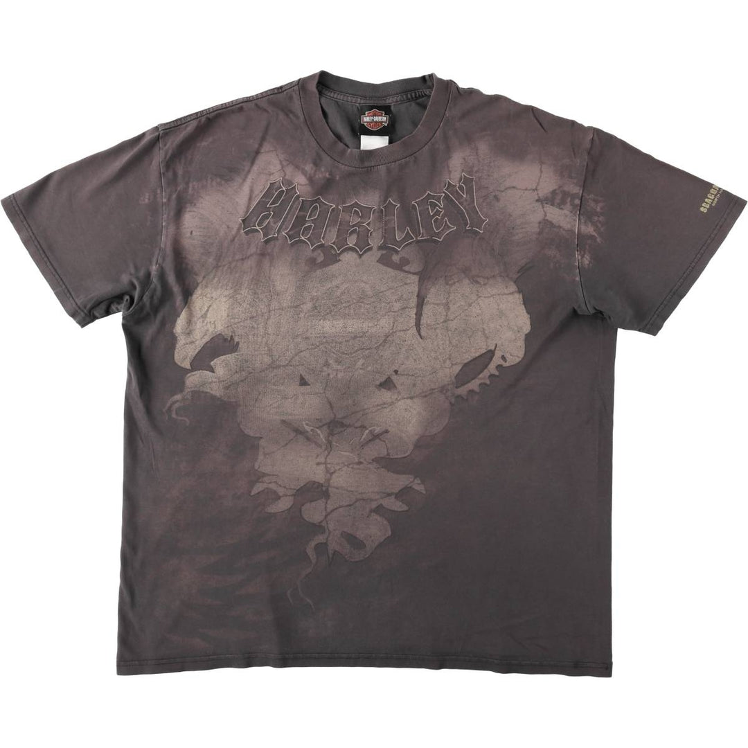 Harley-Davidson Eagle Pattern Motorcycle Bike T-shirt Men's XL cotton brown type Vintage Second Hand