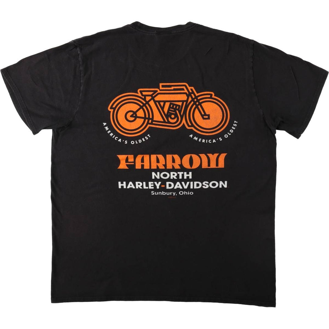 Harley-Davidson Skull Pattern American Flag Motorcycle T-Shirt, Men's Size XL (approx.) cotton black type Vintage Second Hand