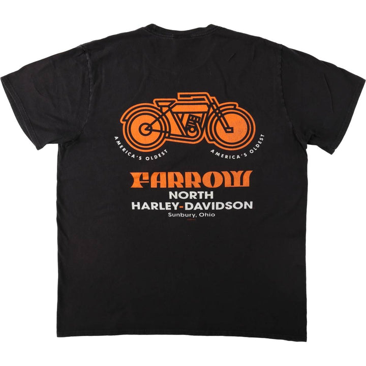 Harley-Davidson Skull Pattern American Flag Motorcycle T-Shirt, Men's Size XL (approx.) cotton black type Vintage Second Hand