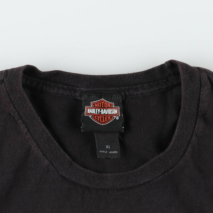 Harley-Davidson Skull Pattern American Flag Motorcycle T-Shirt, Men's Size XL (approx.) cotton black type Vintage Second Hand