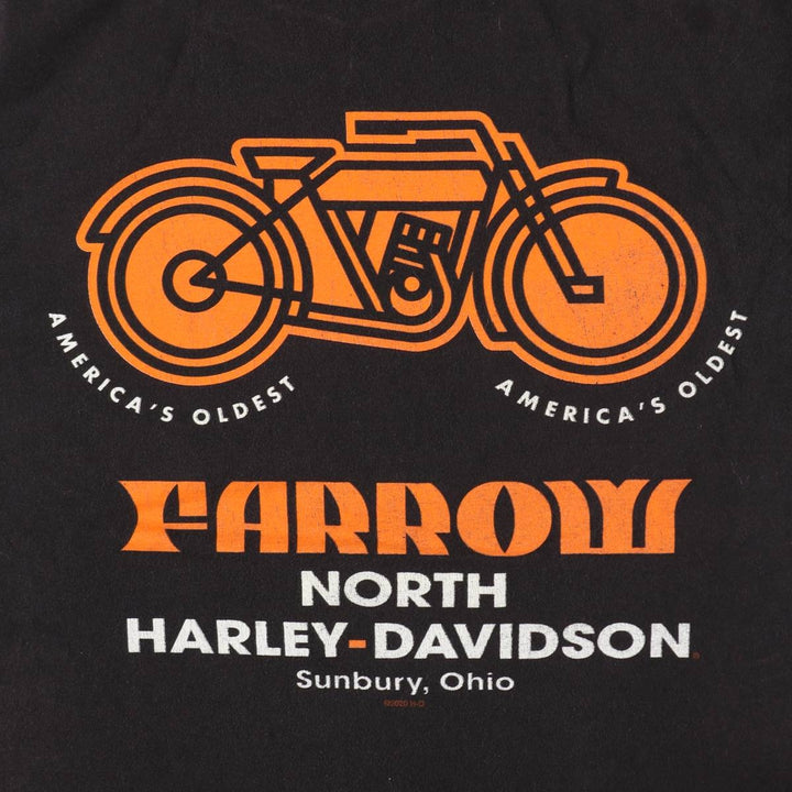 Harley-Davidson Skull Pattern American Flag Motorcycle T-Shirt, Men's Size XL (approx.) cotton black type Vintage Second Hand
