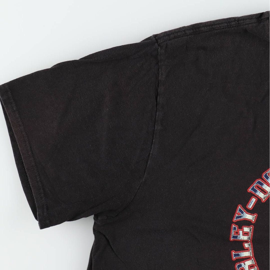 Harley-Davidson Skull Pattern American Flag Motorcycle T-Shirt, Men's Size XL (approx.) cotton black type Vintage Second Hand