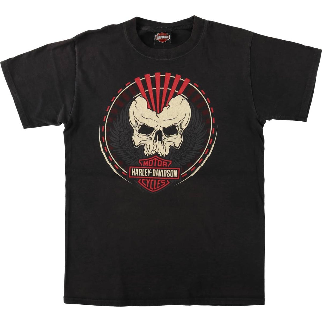 Harley-Davidson Skull Wing Motorcycle Bike T-Shirt, Men's Size S (approx.) cotton black type Vintage Second Hand
