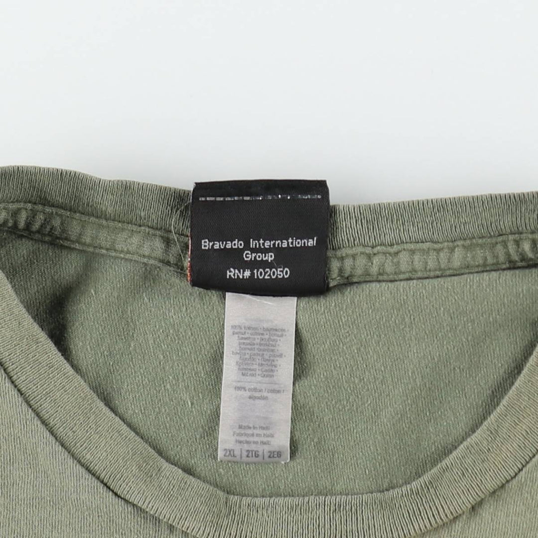 Harley-Davidson Skull Pattern Motorcycle Bike T-shirt Men's XXL cotton Khaki type sage green Vintage Second Hand