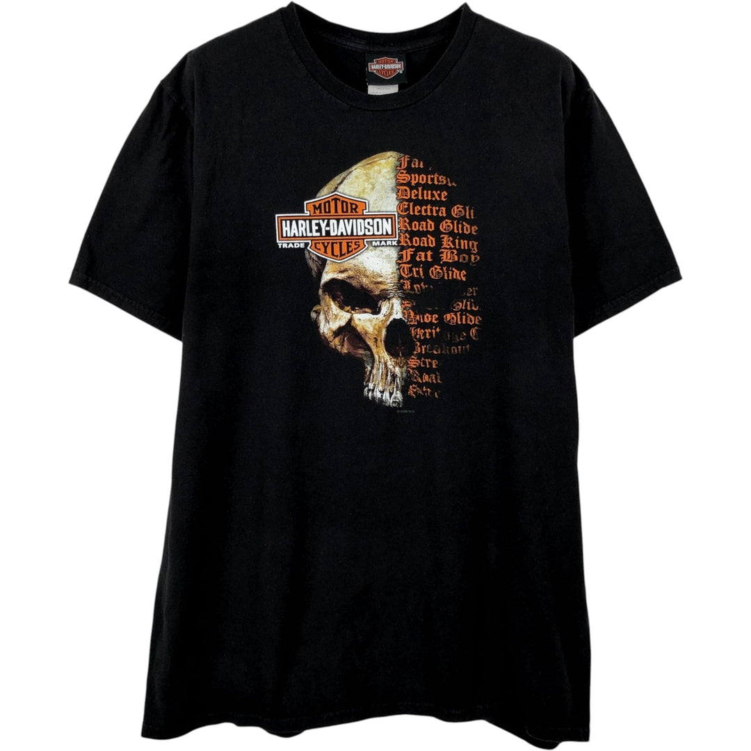 Harley-Davidson Skull Pattern Skull Wing Motorcycle Bike T-shirt Men's L size cotton black type Vintage Second Hand
