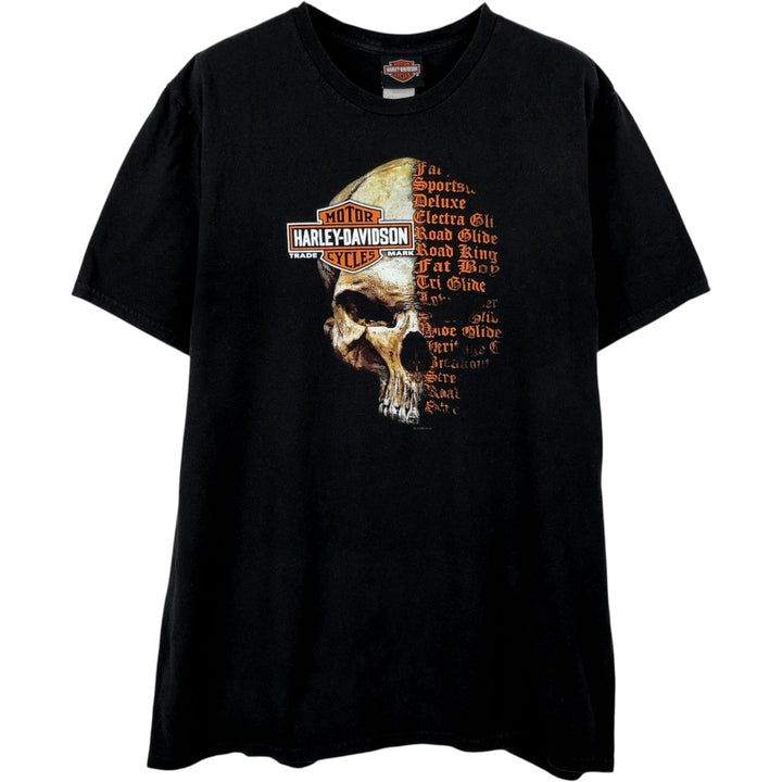 Harley-Davidson Skull Pattern Skull Wing Motorcycle Bike T-shirt Men's L size cotton black type Vintage Second Hand