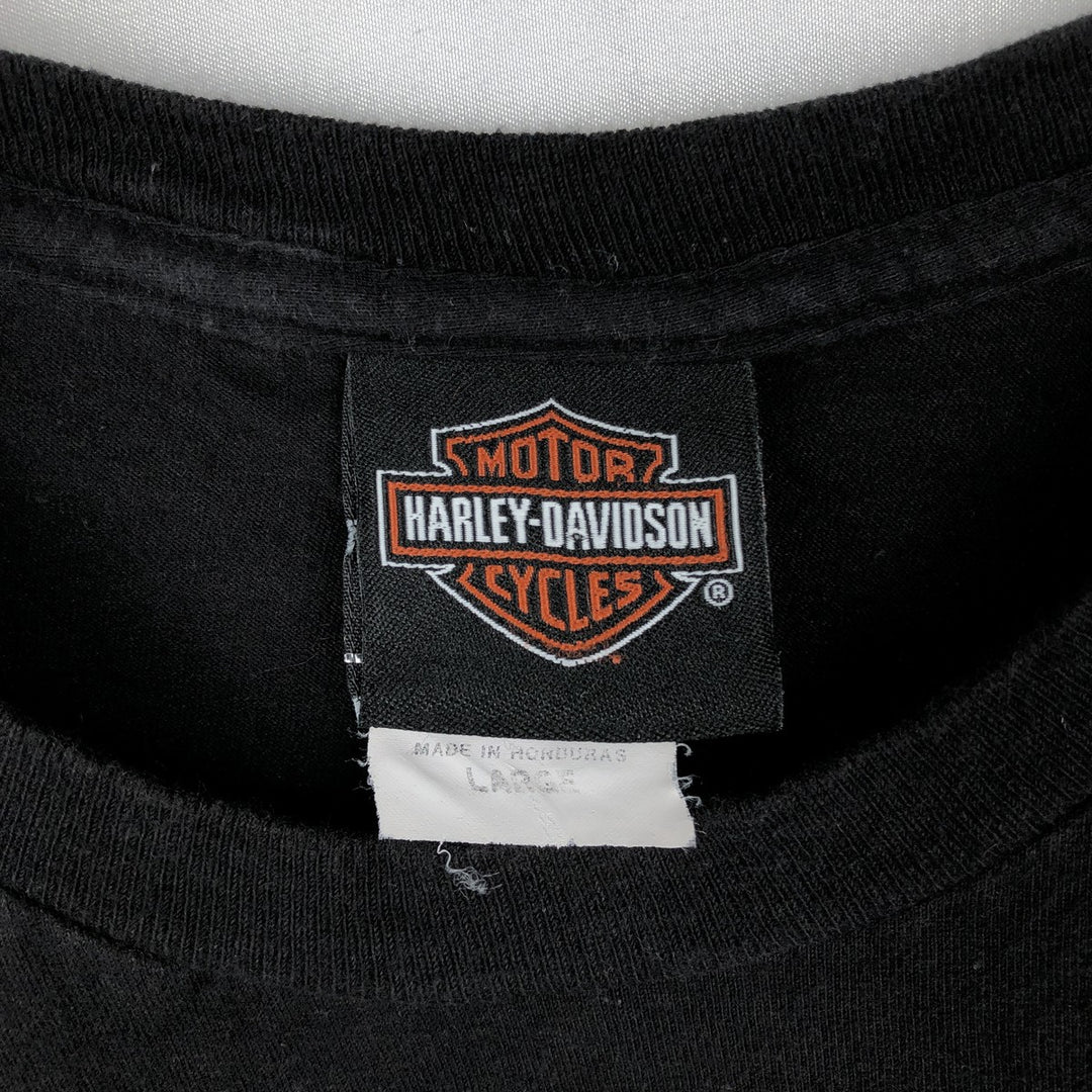 Harley-Davidson Skull Pattern Skull Wing Motorcycle Bike T-shirt Men's L size cotton black type Vintage Second Hand