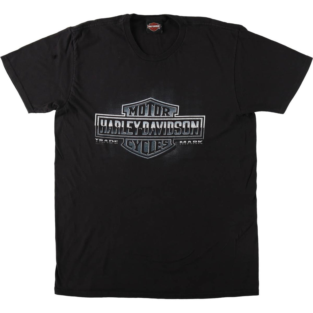 Harley-Davidson Fish Pattern Motorcycle T-Shirt, Men's Size L (approx.) cotton black type Vintage Second Hand