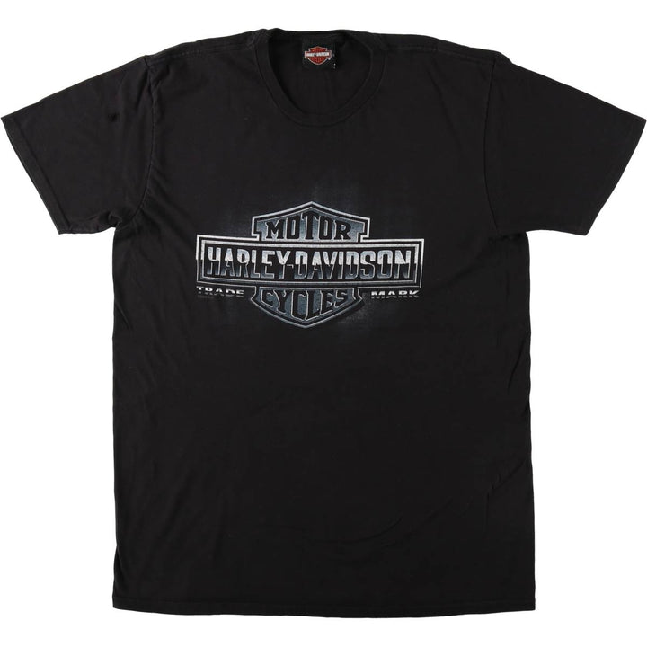 Harley-Davidson Fish Pattern Motorcycle T-Shirt, Men's Size L (approx.) cotton black type Vintage Second Hand