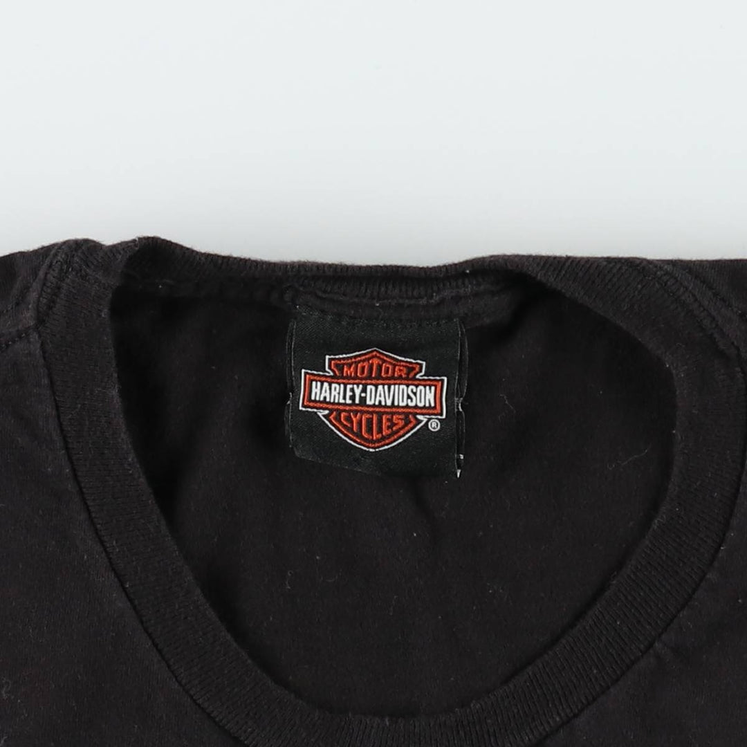 Harley-Davidson Fish Pattern Motorcycle T-Shirt, Men's Size L (approx.) cotton black type Vintage Second Hand