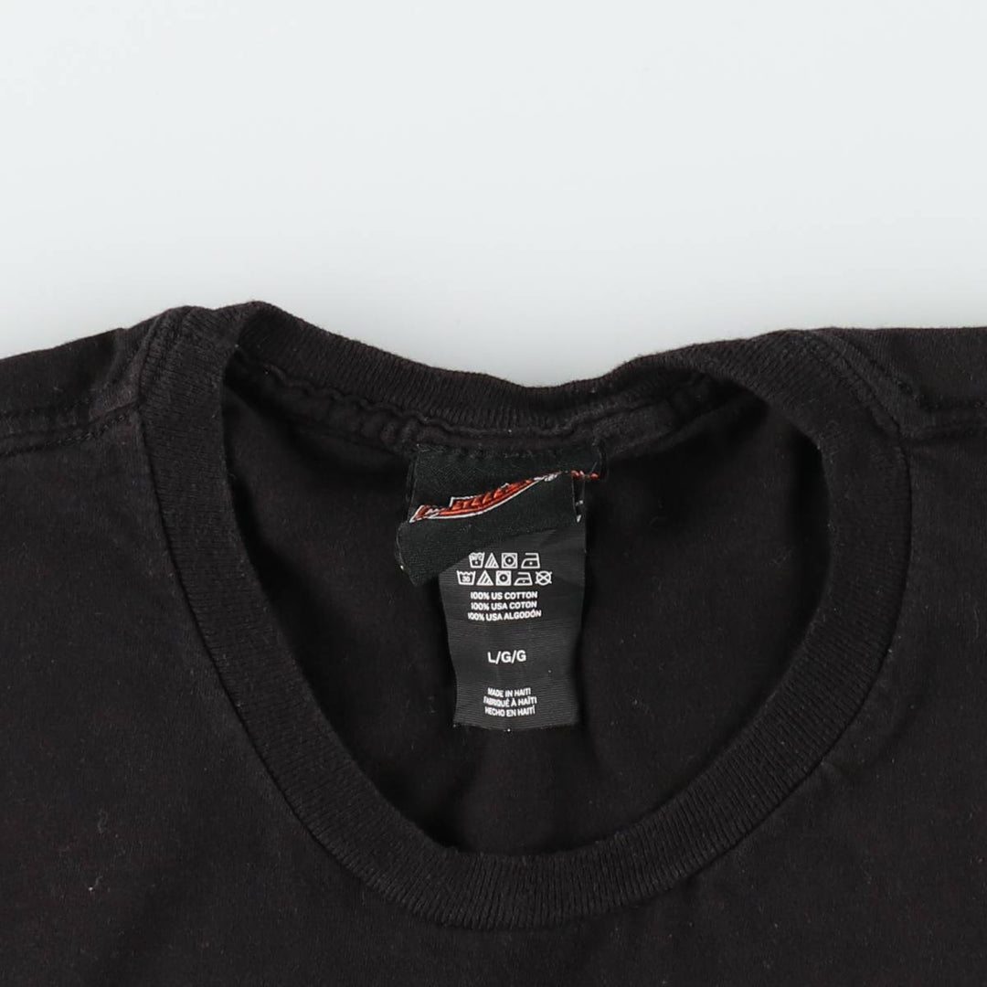 Harley-Davidson Fish Pattern Motorcycle T-Shirt, Men's Size L (approx.) cotton black type Vintage Second Hand
