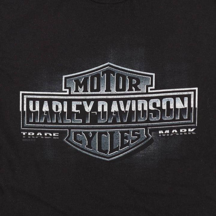 Harley-Davidson Fish Pattern Motorcycle T-Shirt, Men's Size L (approx.) cotton black type Vintage Second Hand
