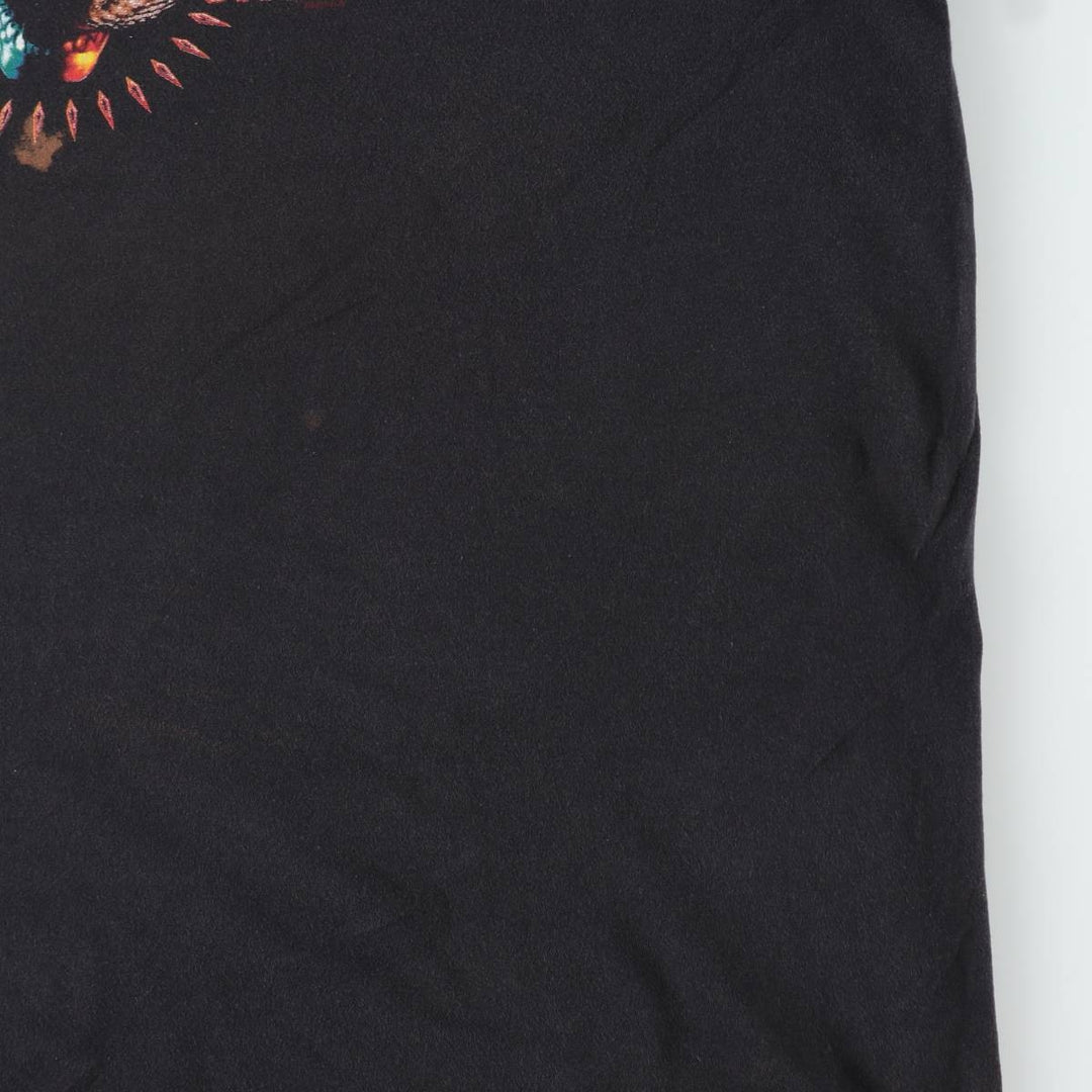 Harley-Davidson Fire Pattern Snake Print Skull Wing Motorcycle Bike T-Shirt, Men's Size XL (approx.) cotton black type Vintage Second Hand