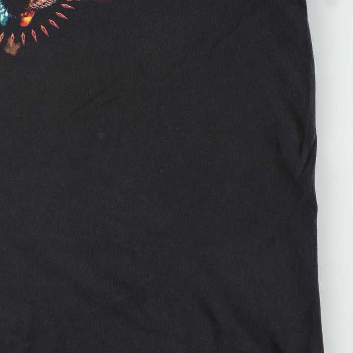 Harley-Davidson Fire Pattern Snake Print Skull Wing Motorcycle Bike T-Shirt, Men's Size XL (approx.) cotton black type Vintage Second Hand