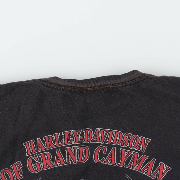 Harley-Davidson Fire Pattern Snake Print Skull Wing Motorcycle Bike T-Shirt, Men's Size XL (approx.) cotton black type Vintage Second Hand