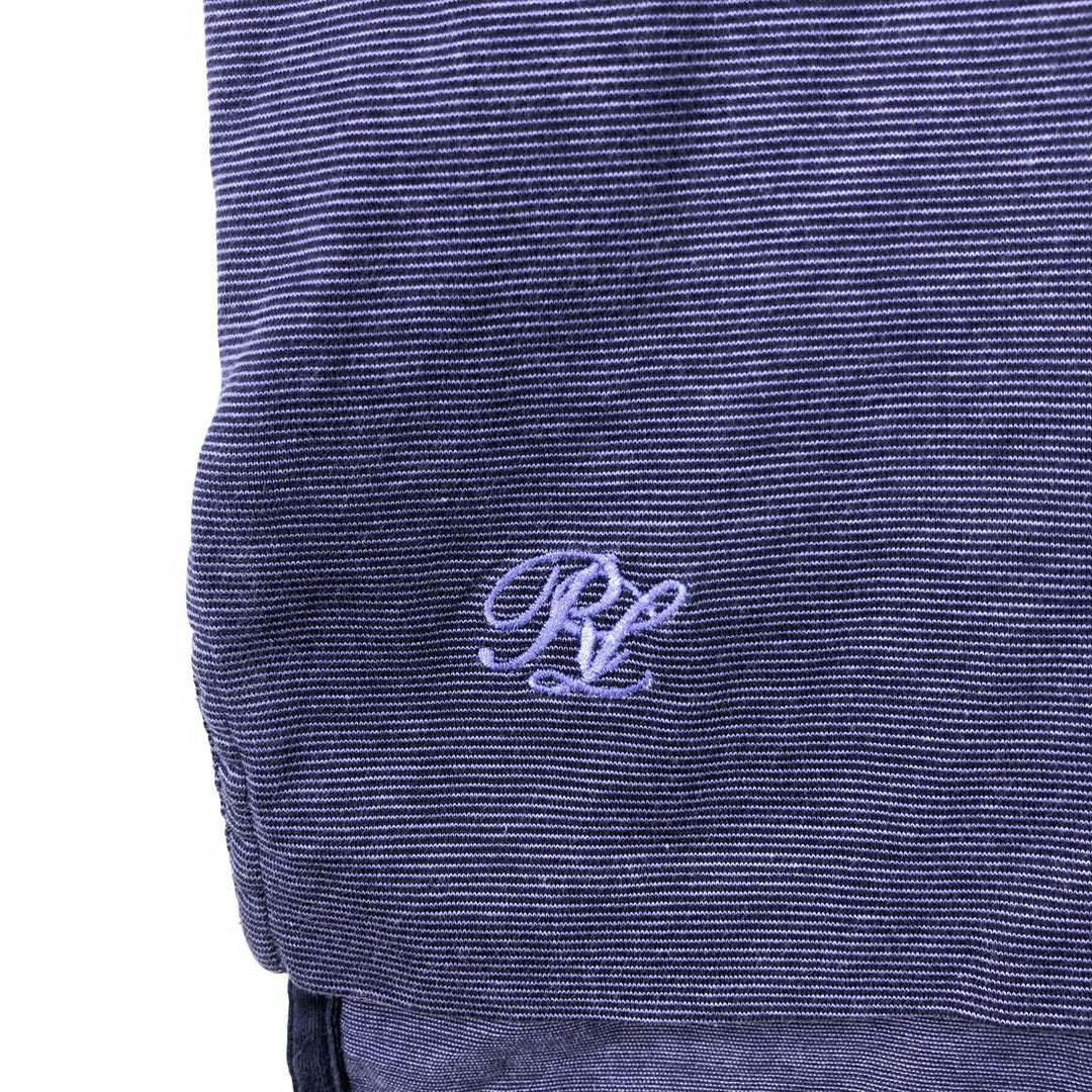 Ralph Lauren POLO GOLF Short Sleeve Striped Polo Shirt Men's XL Pima Cotton navy blue type Vintage Second Hand