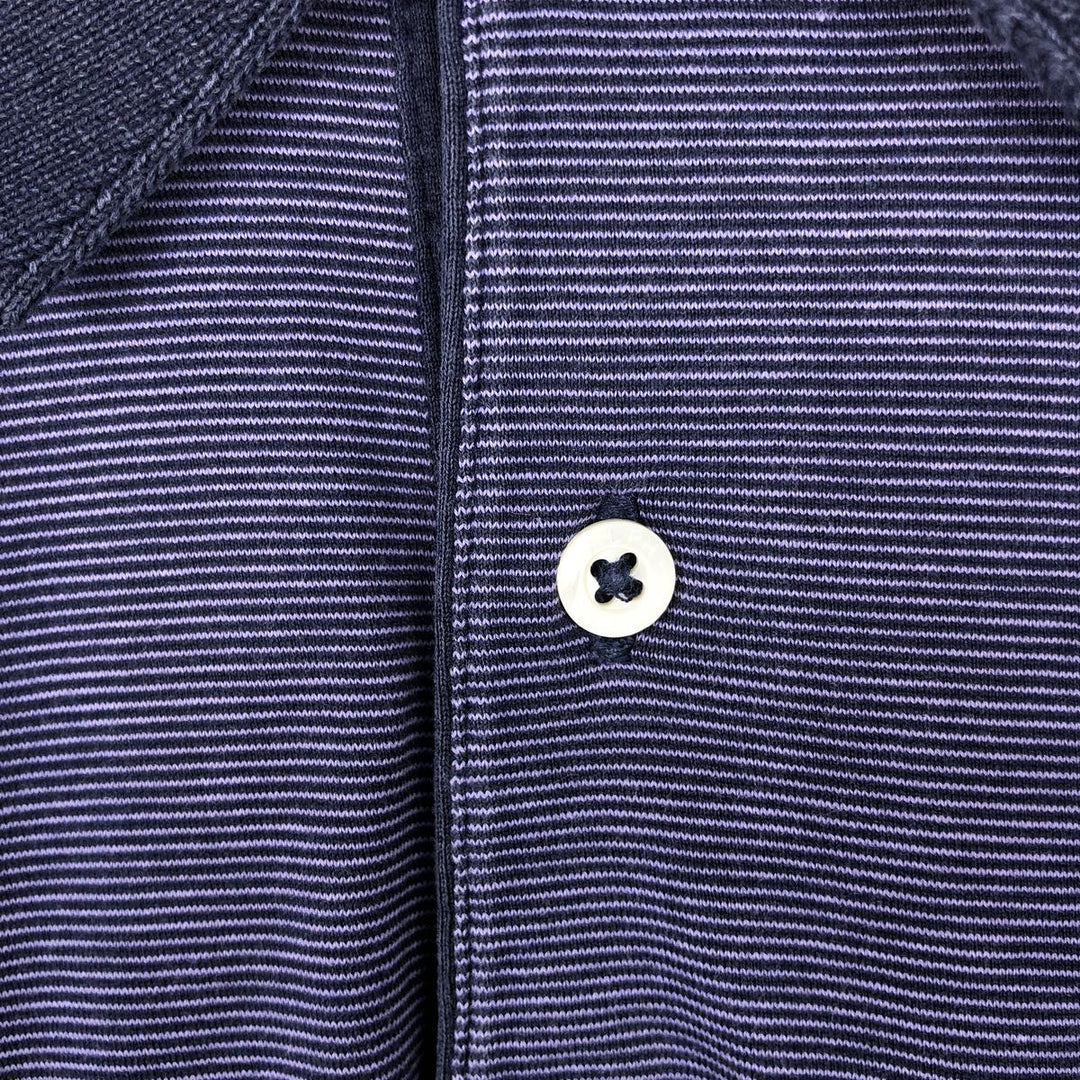 Ralph Lauren POLO GOLF Short Sleeve Striped Polo Shirt Men's XL Pima Cotton navy blue type Vintage Second Hand