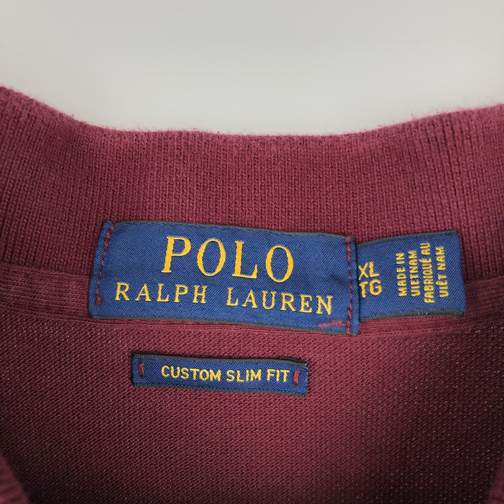 Ralph Lauren POLO RALPH LAUREN CUSTOM SLIM FIT short sleeve polo shirt men's XL equivalent cotton red type reddish brown Vintage Second Hand