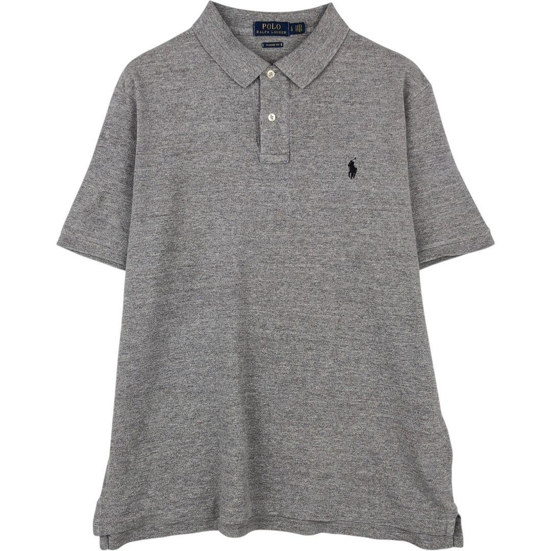 Ralph Lauren POLO RALPH LAUREN CLASSIC FIT short sleeve polo shirt for men size L cotton gray type Vintage Second Hand