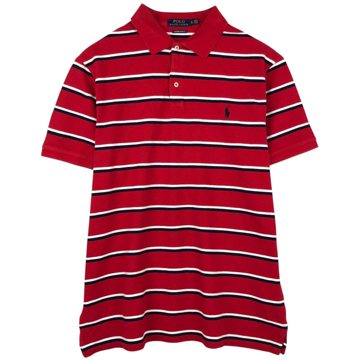 Ralph Lauren POLO RALPH LAUREN CUSTOM SLIM FIT Multi-stripe Short-Sleeve Polo Shirt, Men's Size XL (approx.) cotton red type Vintage Second Hand