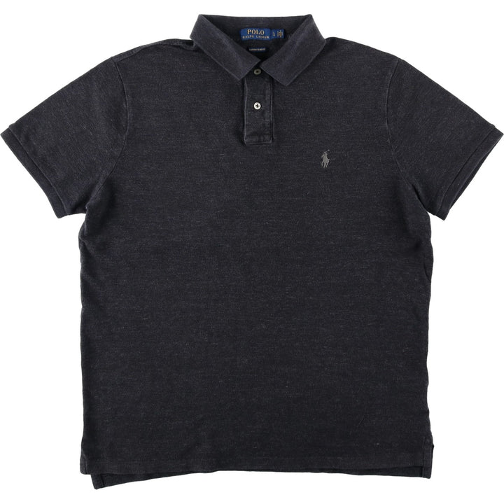 Ralph Lauren POLO RALPH LAUREN CUSTOM SLIM FIT short sleeve polo shirt, men's size L cotton gray type Vintage Second Hand