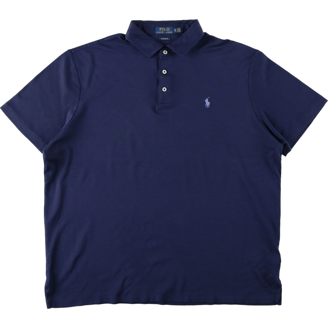 Ralph Lauren POLO RALPH LAUREN CLASSIC FIT short sleeve polo shirt men's XL equivalent cotton navy blue type Vintage Second Hand