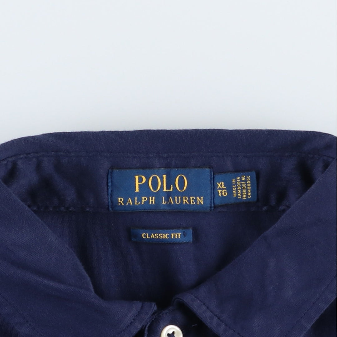 Ralph Lauren POLO RALPH LAUREN CLASSIC FIT short sleeve polo shirt men's XL equivalent cotton navy blue type Vintage Second Hand