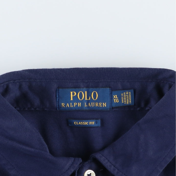 Ralph Lauren POLO RALPH LAUREN CLASSIC FIT short sleeve polo shirt men's XL equivalent cotton navy blue type Vintage Second Hand