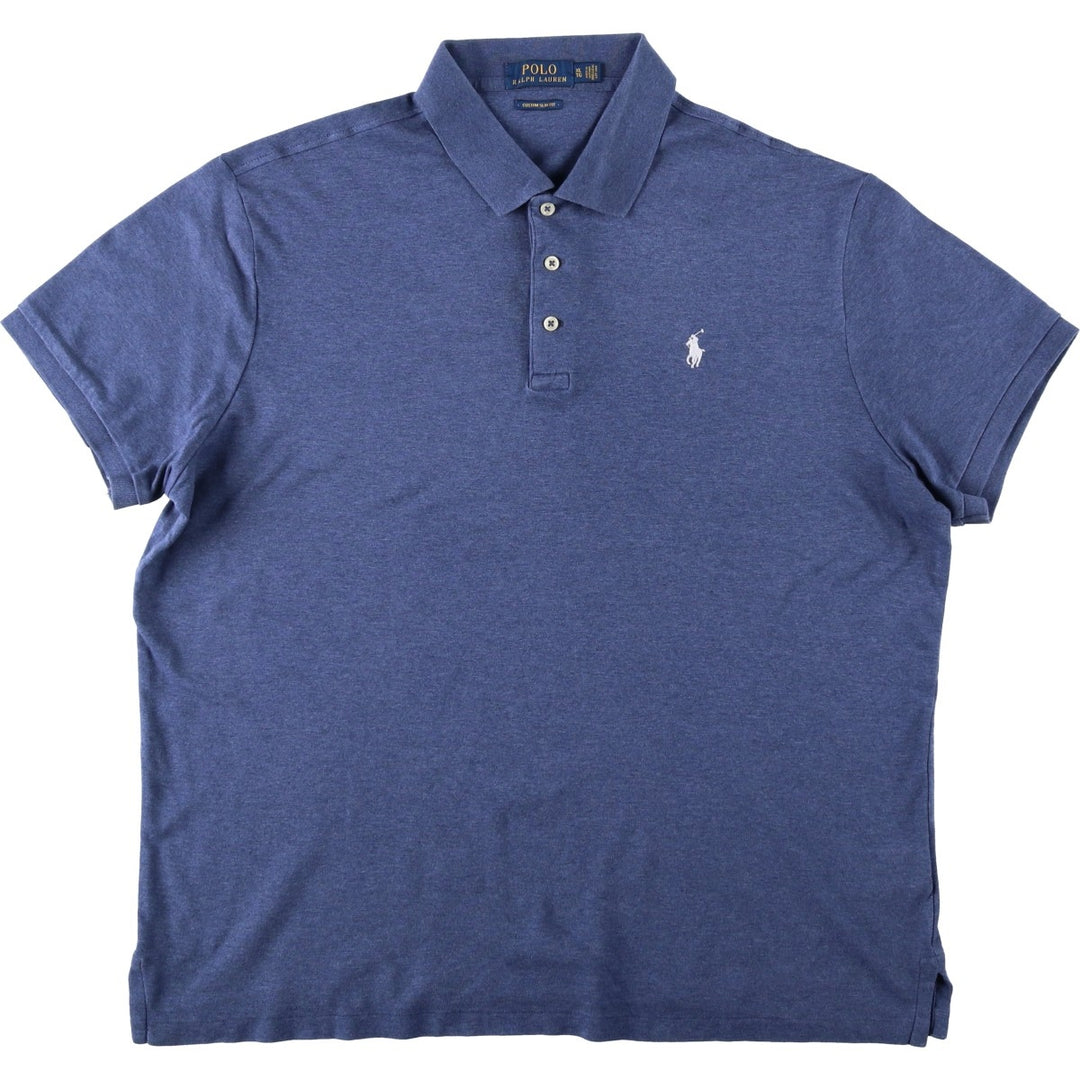 Ralph Lauren POLO RALPH LAUREN CUSTOM SLIM FIT short sleeve polo shirt men's XL equivalent cotton blue type Vintage Second Hand