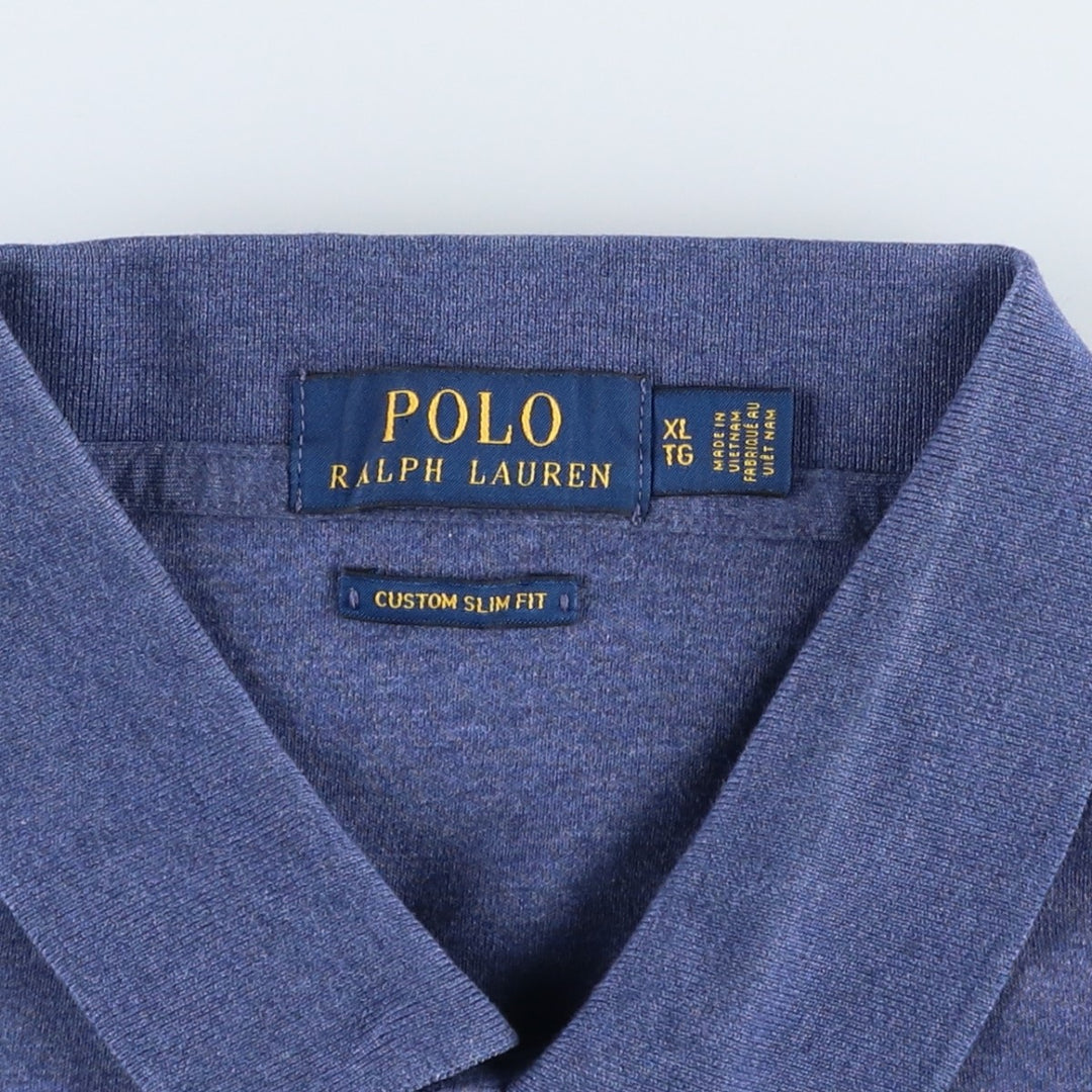 Ralph Lauren POLO RALPH LAUREN CUSTOM SLIM FIT short sleeve polo shirt men's XL equivalent cotton blue type Vintage Second Hand