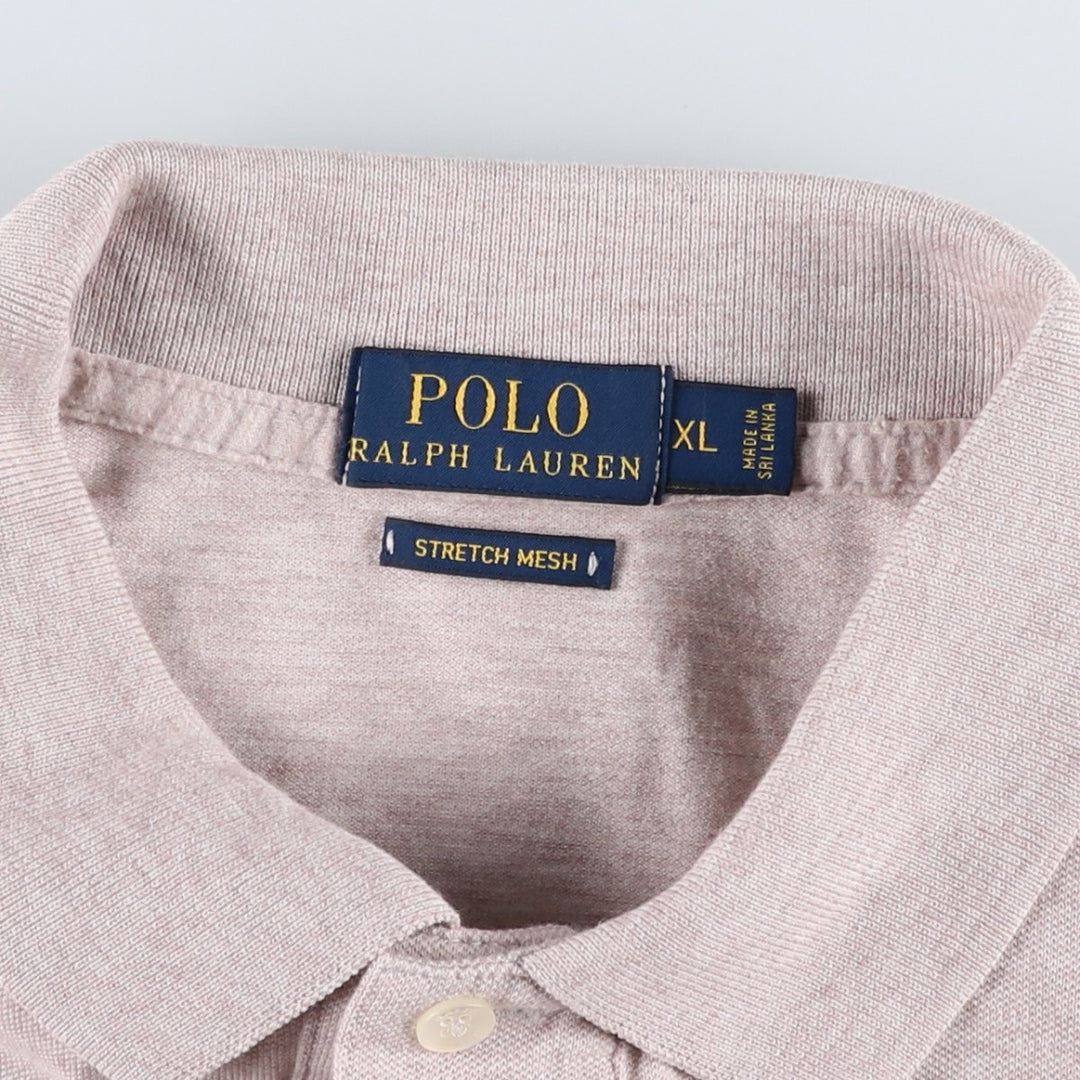 Ralph Lauren POLO RALPH LAUREN STRETCH MESH Short-Sleeve Polo Shirt, Men's Size XL (approx.) cotton Beige type Vintage Second Hand