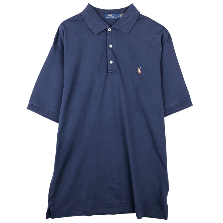 Ralph Lauren POLO RALPH LAUREN short sleeve polo shirt men's size L cotton navy blue type Vintage Second Hand