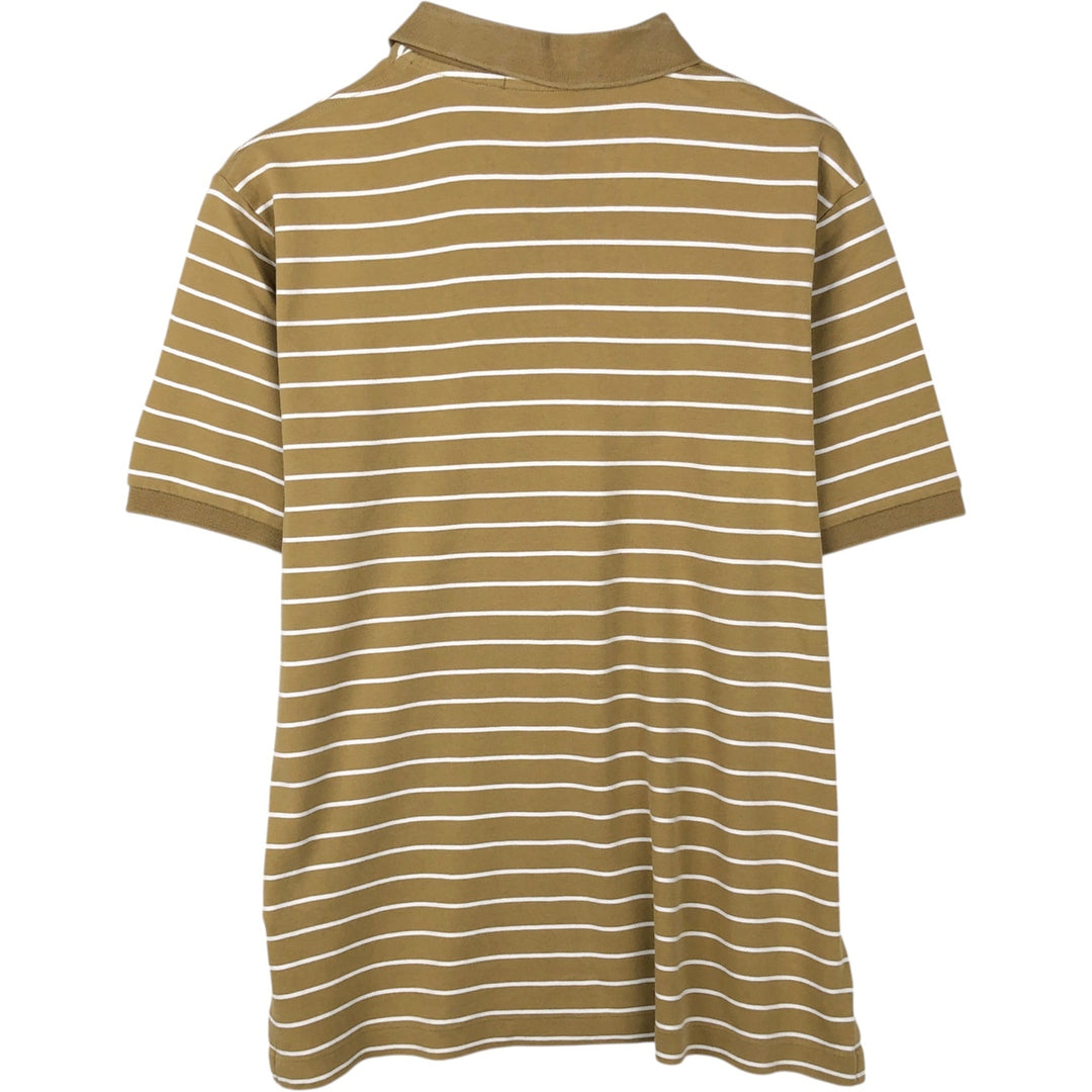 Ralph Lauren POLO RALPH LAUREN CLASSIC FIT short sleeve striped polo shirt men's M size cotton beige type brown Vintage Second Hand