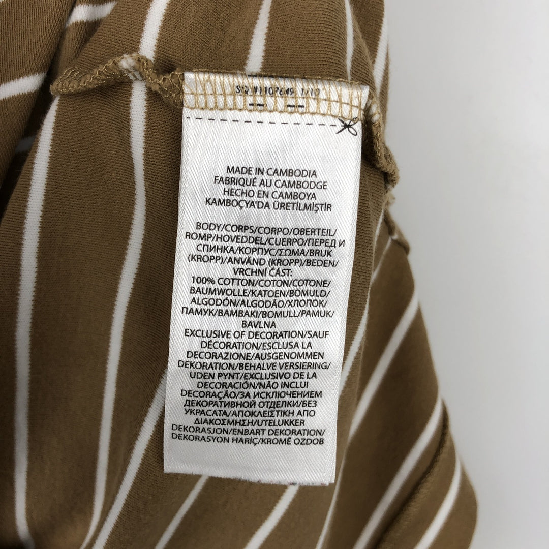 Ralph Lauren POLO RALPH LAUREN CLASSIC FIT short sleeve striped polo shirt men's M size cotton beige type brown Vintage Second Hand