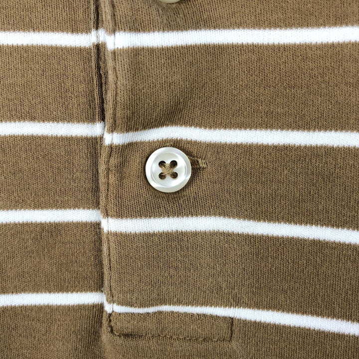 Ralph Lauren POLO RALPH LAUREN CLASSIC FIT short sleeve striped polo shirt men's M size cotton beige type brown Vintage Second Hand