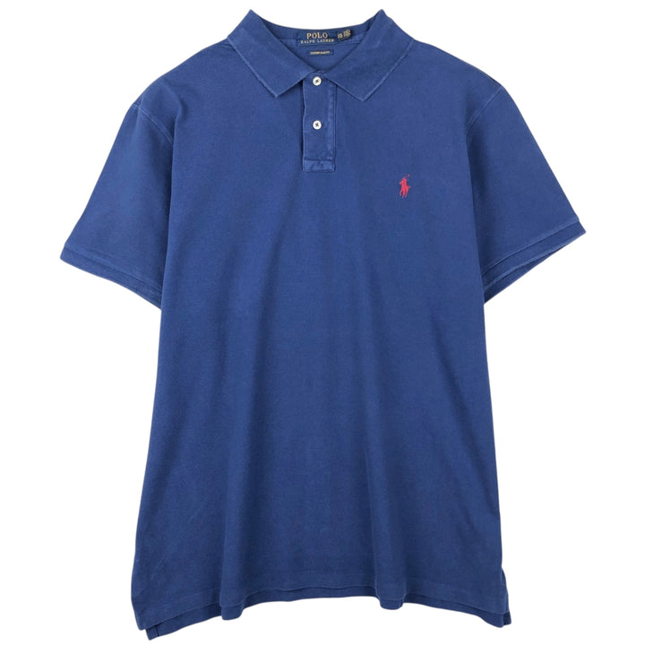Ralph Lauren POLO RALPH LAUREN CUSTOM SLIM FIT short-sleeved polo shirt, men's size XXL cotton blue type Vintage Second Hand