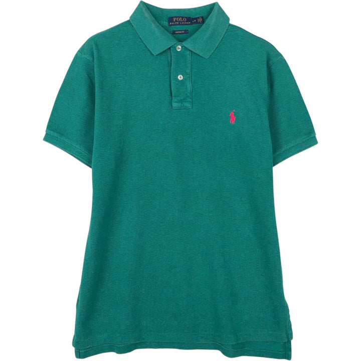 Ralph Lauren POLO RALPH LAUREN CUSTOM FIT short sleeve polo shirt men's size L cotton green type Vintage Second Hand