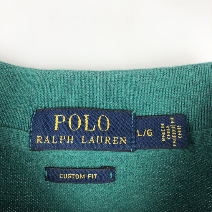 Ralph Lauren POLO RALPH LAUREN CUSTOM FIT short sleeve polo shirt men's size L cotton green type Vintage Second Hand