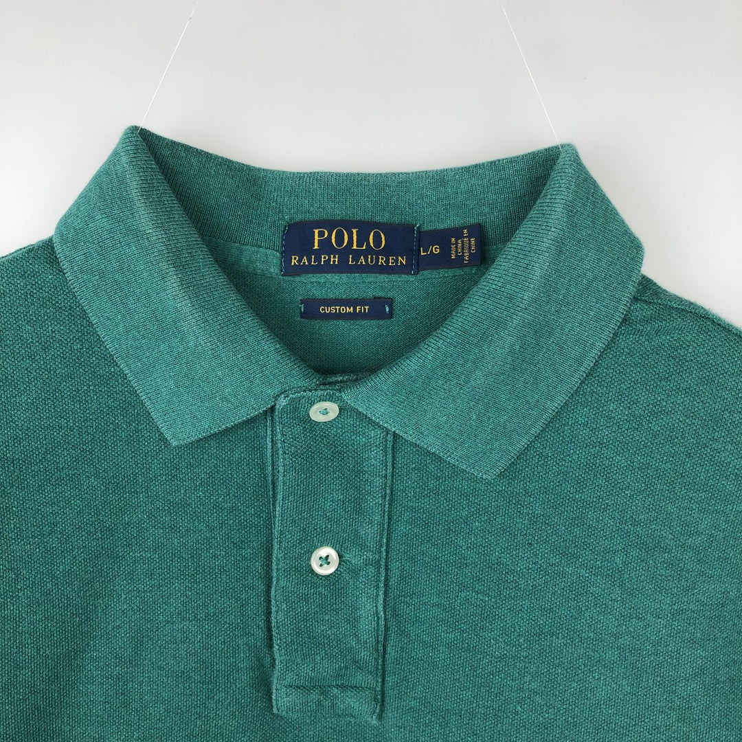 Ralph Lauren POLO RALPH LAUREN CUSTOM FIT short sleeve polo shirt men's size L cotton green type Vintage Second Hand