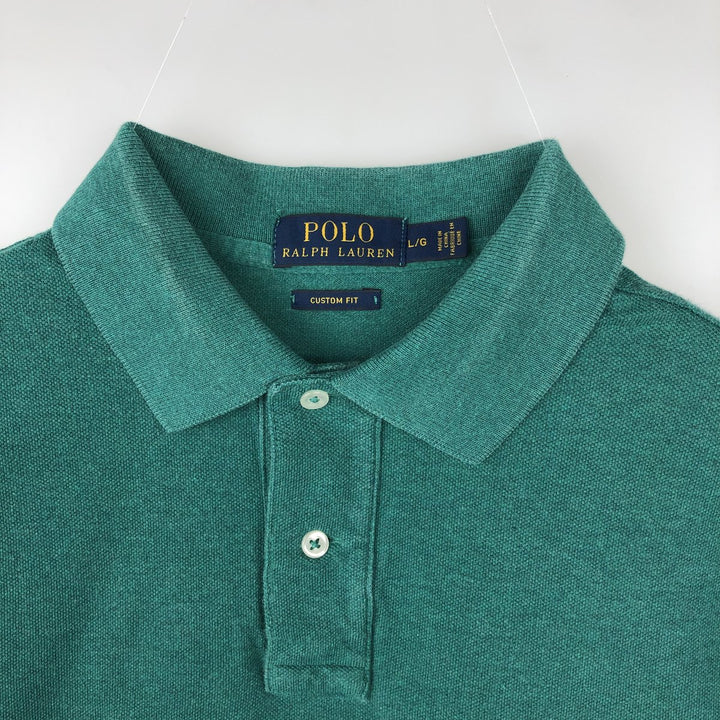 Ralph Lauren POLO RALPH LAUREN CUSTOM FIT short sleeve polo shirt men's size L cotton green type Vintage Second Hand